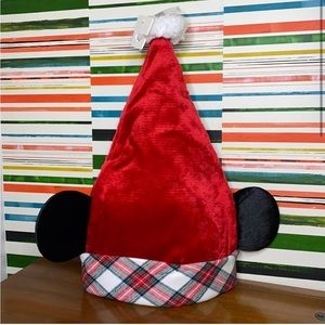 Disney Santa Hat w/ Mouse Ears - Mickey Mouse Holiday Plaid